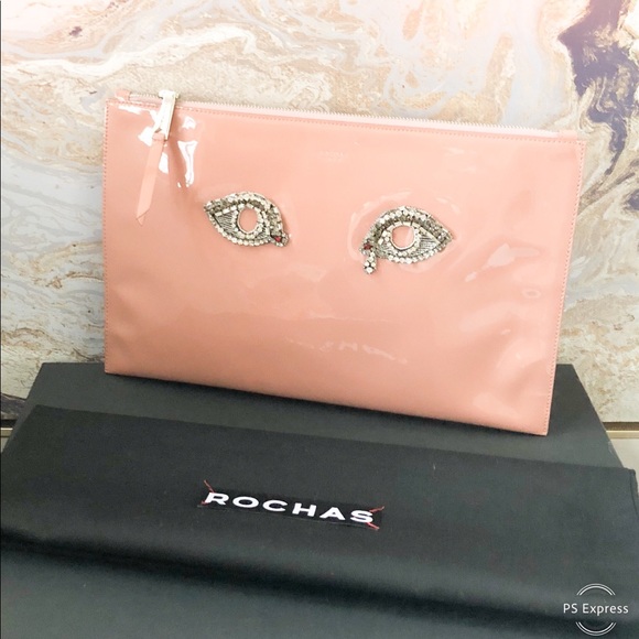 Rochas Crystal Eyes Patent Leather Clutch Pouch - Picture 6 of 8